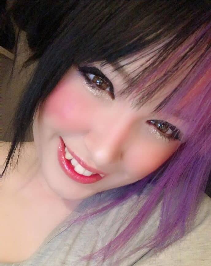 Purple Hair Girl With Yaeba Teeth