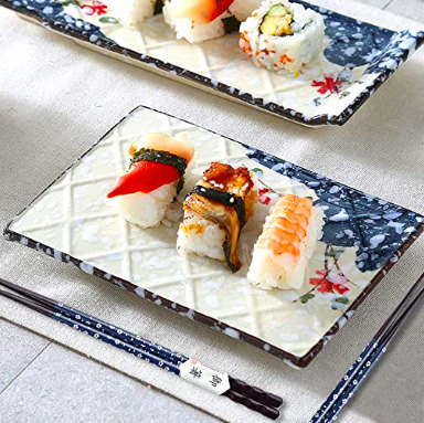 Goliber Sushi Dinnerware 16 Pieces - Sushi Plate Set - Includes 4