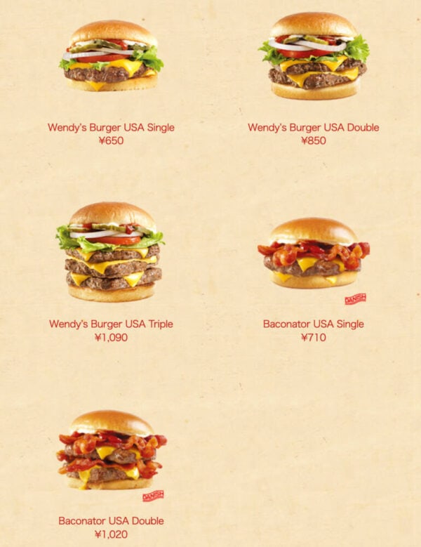 Wendys Menu In Japan 2024 - Japan Truly